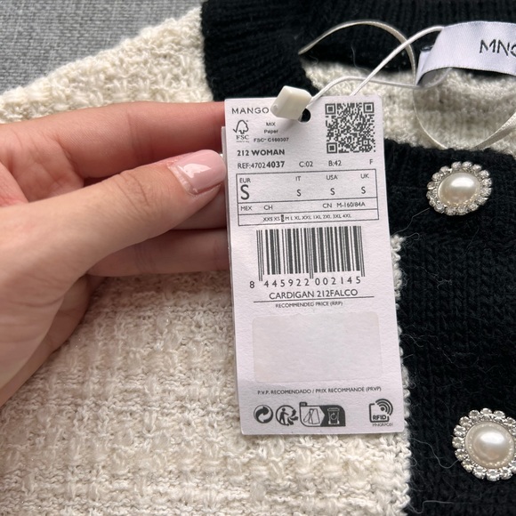 MANGO pocket tweed cardigan size small BNWT - Picture 8 of 9